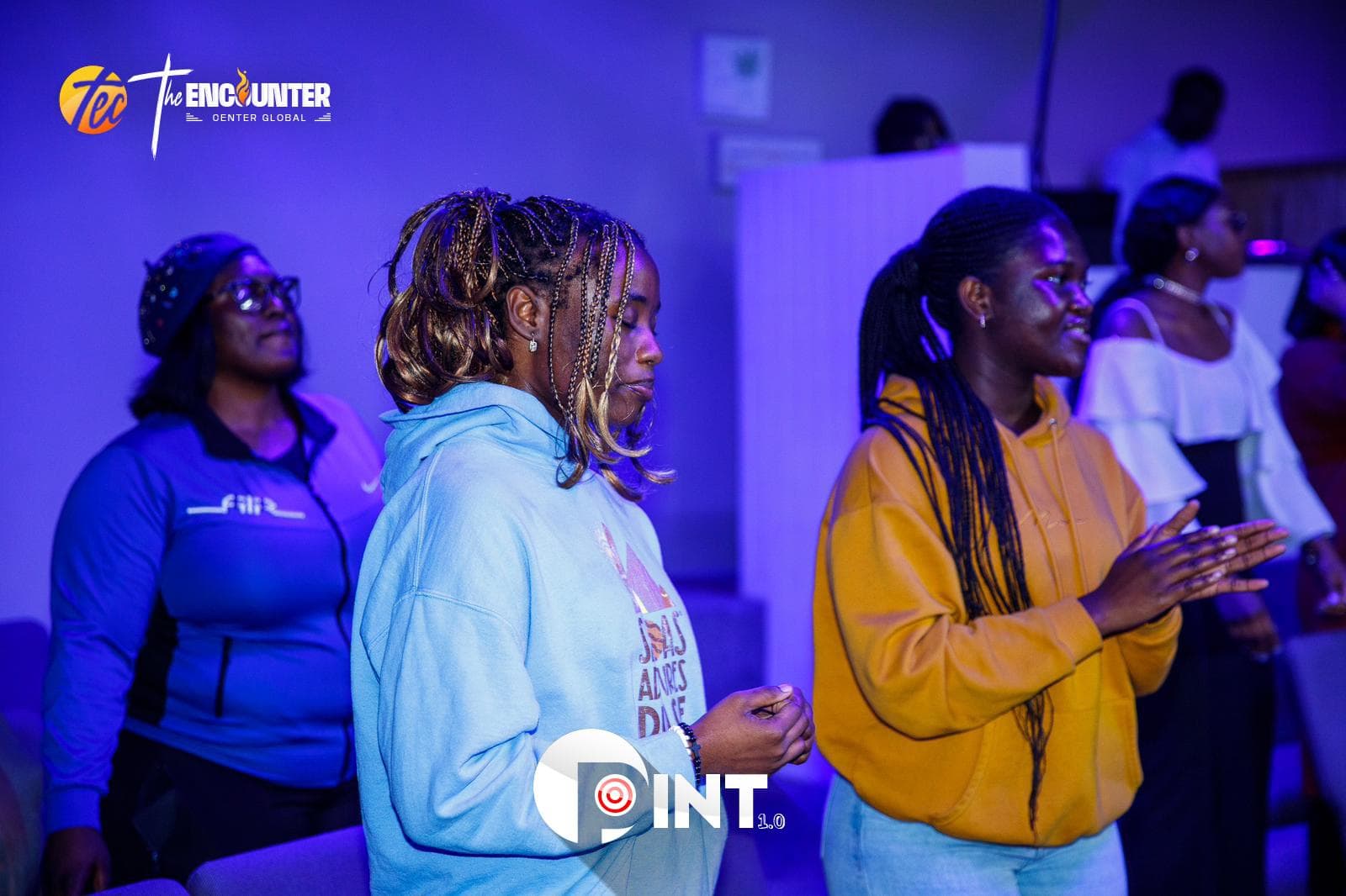 Church interior with worship